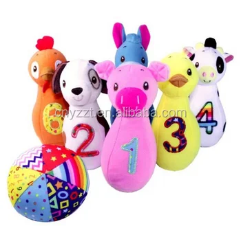 plush animal bowling set