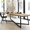 Home furniture iron wood dining table /antique pine slab dining table set