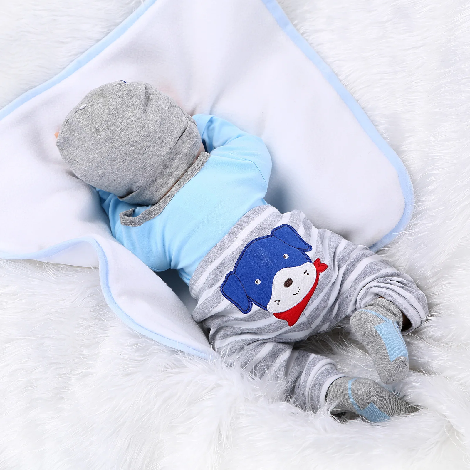 22" Realistisch Junge Puppen Lebensecht Vinyl Silikon Neugeborenes Baby Puppen 