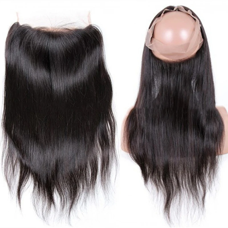 

7A wholesale cheap Brazilian straight virgin hair, Pre Plucked 360 Lace Frontal Closure