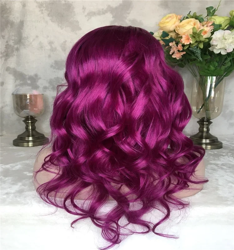 

Greathairgroup Human Hair Full Lace Wigs Red Wine Short Wavy Human Hair Wigs With Baby Hair