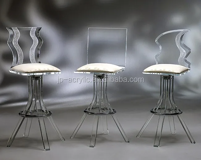 Clear Acrylic Folding Bar Stool With Clear Acrylic Seat High Back