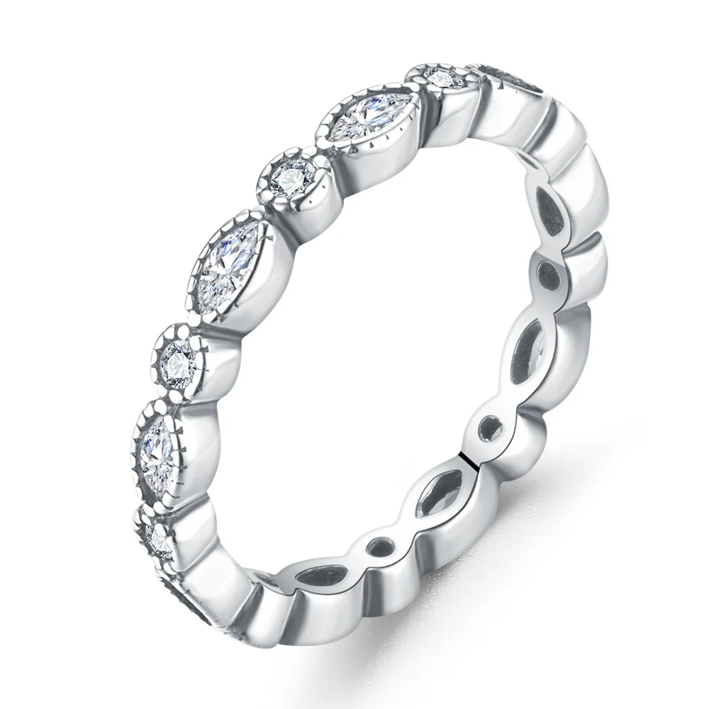 

LZESHINE Women Plain Wholesale 925 Sterling Silver Jewelry Best Sale Fashion Moissanite White Diamond Wedding Ring PSRI0054-B