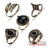 JC-5640A-4275 Ten Jewelry Sets Rings Black Resin Stone Finger Rings