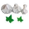 Yiwu bobao plastic 3pcs maple leaf shape fondant spring biscuit stamper mold,novelty cartoon cookie plunger cutter mold set