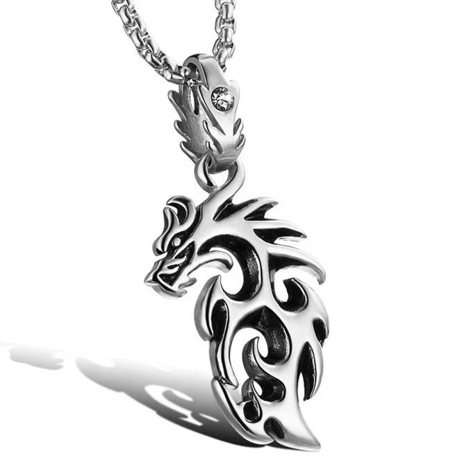 

316L stainless steel men hollow our dragon shape stainless steel gold plated pendant, Sliver