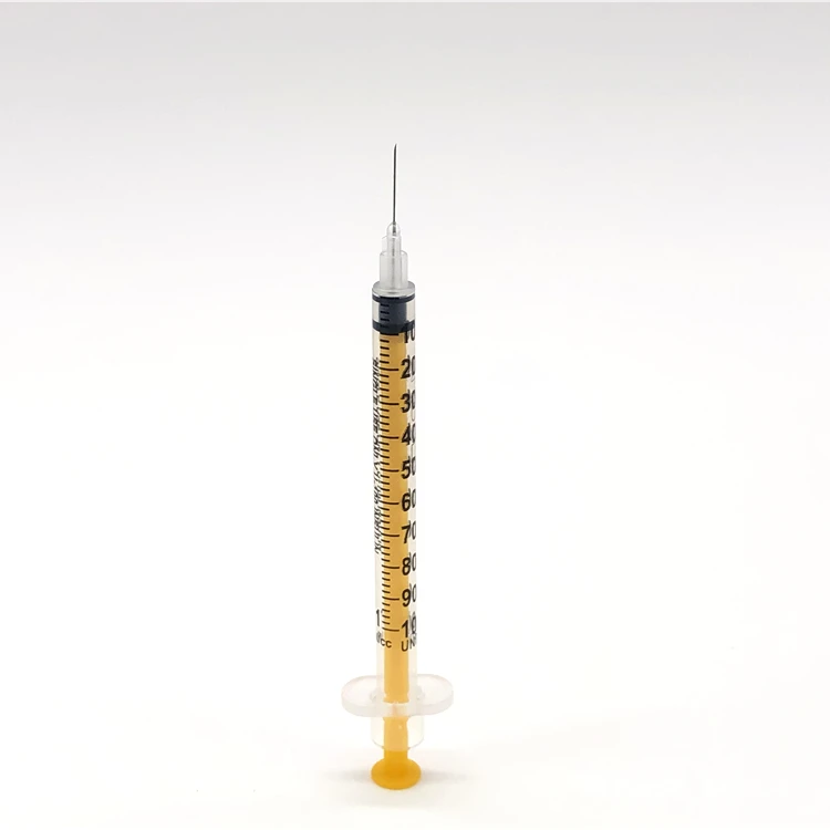 1ml color safety insulin syringe with fixed needle