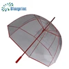 Dome shape red edges clear transparent PVC POE rain umbrella Apollo