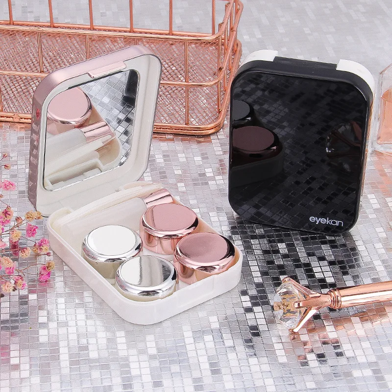 

Cute eye contact lens case color custom oem case suitcase contact lens travel kit with mirror box custom, Customized
