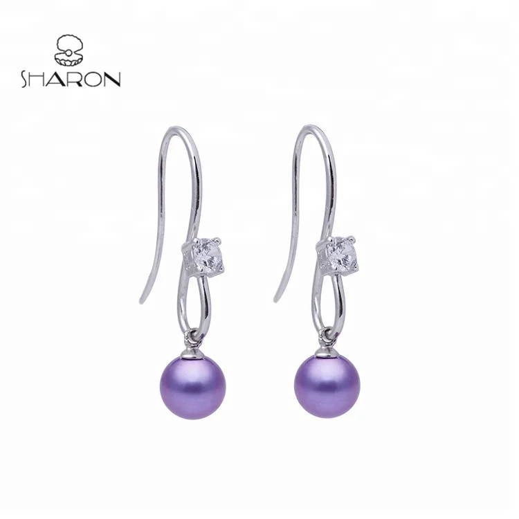 

2018 Charm Beautiful 925 Sterling Silver Crystal Jewelry Woman Pearl Hoop Earrings