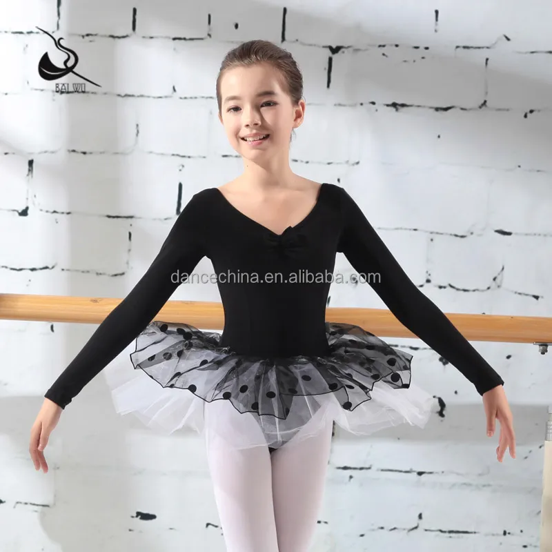 

115242501 Baiwu Ballet Dance Wear Girls Pink Tutu Dress Long Sleeve, Black,white,light pink