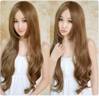 

Hot Sales Women Fashion Long Straight Brown Bangs Wavy Wig Water Wave Wig