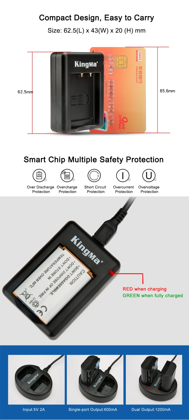 KingMa NP-BX1 Battery (2-Pack) and Rapid Dual USB Battery Charger for Sony NP-BX1/M8 DSC-HX50V HX300 HX400 RX100