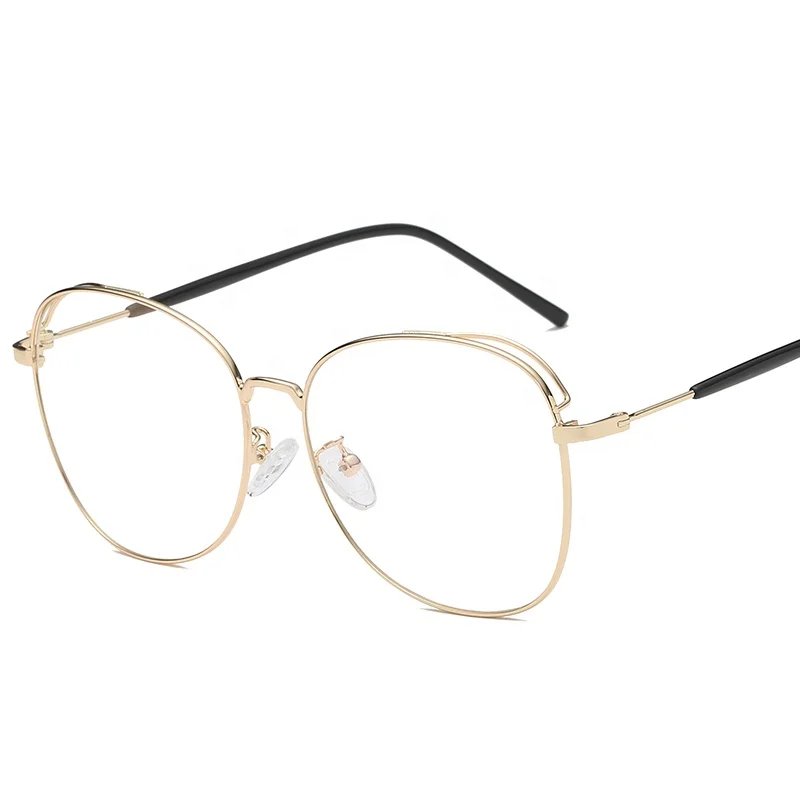 

2019 Stock Fashion Big Lenses Metal High Quality Women Wholesale Men Eyewear Optical Glasses Spectacle Eyeglasses Frames 18006