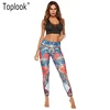 Toplook Chinese Element Digital Printing Yoga Pants Colorful Women Sport Leggings Female Multicolor Trousers N40