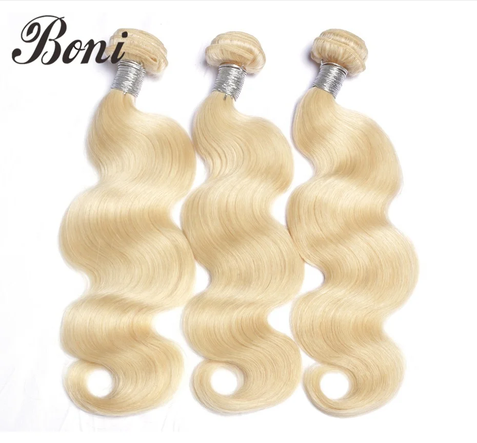 

High Quality Brazilian Virgin Hair 613 Blonde Body Wave Hair 3 Bundles With 13*4 Lace Frontal