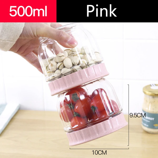 500ml 16oz Plastic Food Storage Container Clear Pet Empty Round Sealed Wide Mouth Jar with Lid for Cookie Honey Spice