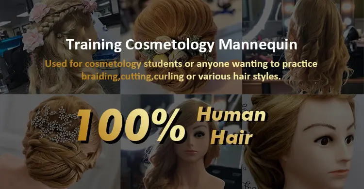 Soft Gold Human Hair Training Mannequins Head For Salon Practice