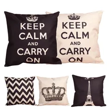 Home Decorative Linen Cotton Blended Cushion Cover Crown Throw Pillow Case