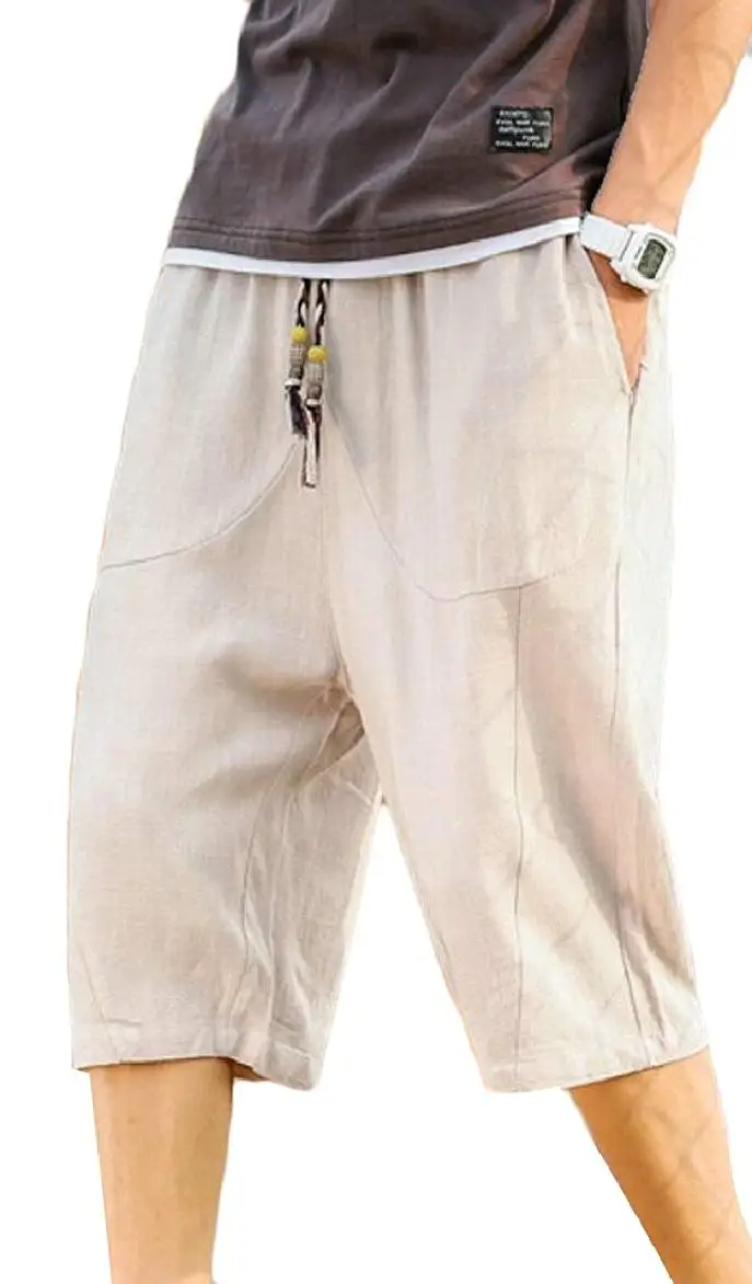 mens linen capri shorts