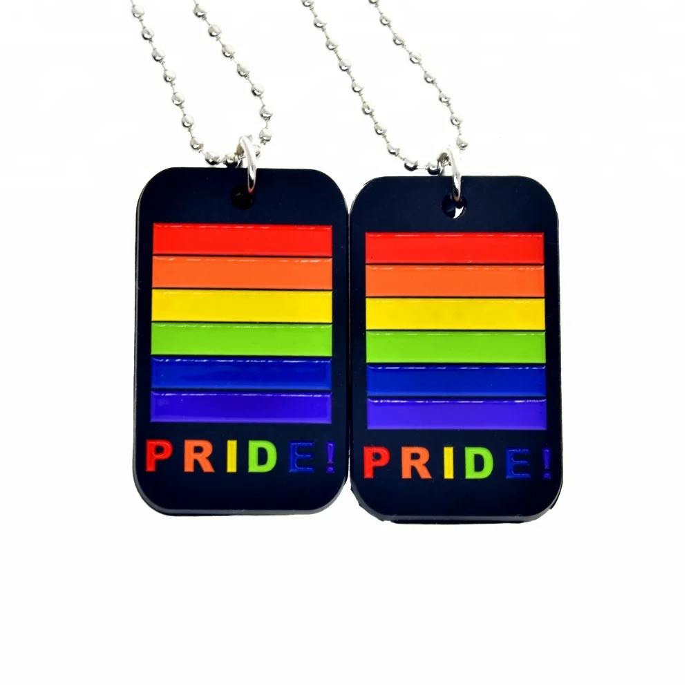 

25pcs Rainbow Logo Gay Pride Silicone Pendant Necklace with 24 Inch Ball Chain, Black, grey