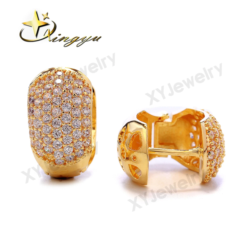

CZ brass huggie earrings for women in stock for Brazil market XYE101225