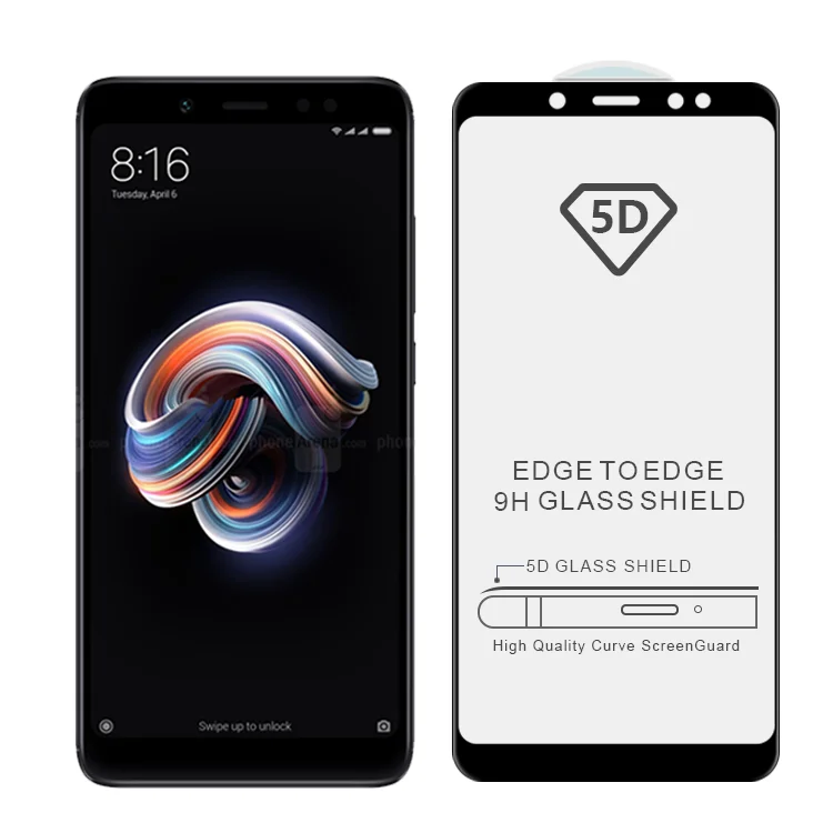 

5D glass 2.5D full glue tempered glass 9h Hardness 0.3mm Tempered Glass Screen Protector For Redmi note 7 Pro with package, Crystal clear