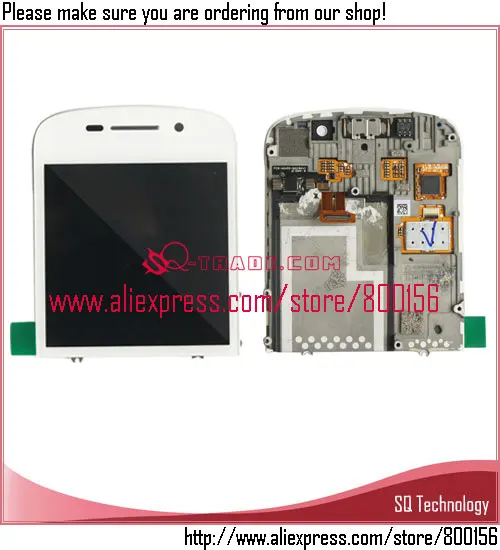 

Mobile Phone Spare Parts for BlackBerry Q10 LCD with Touch Screen Assembly White color Free Shipping