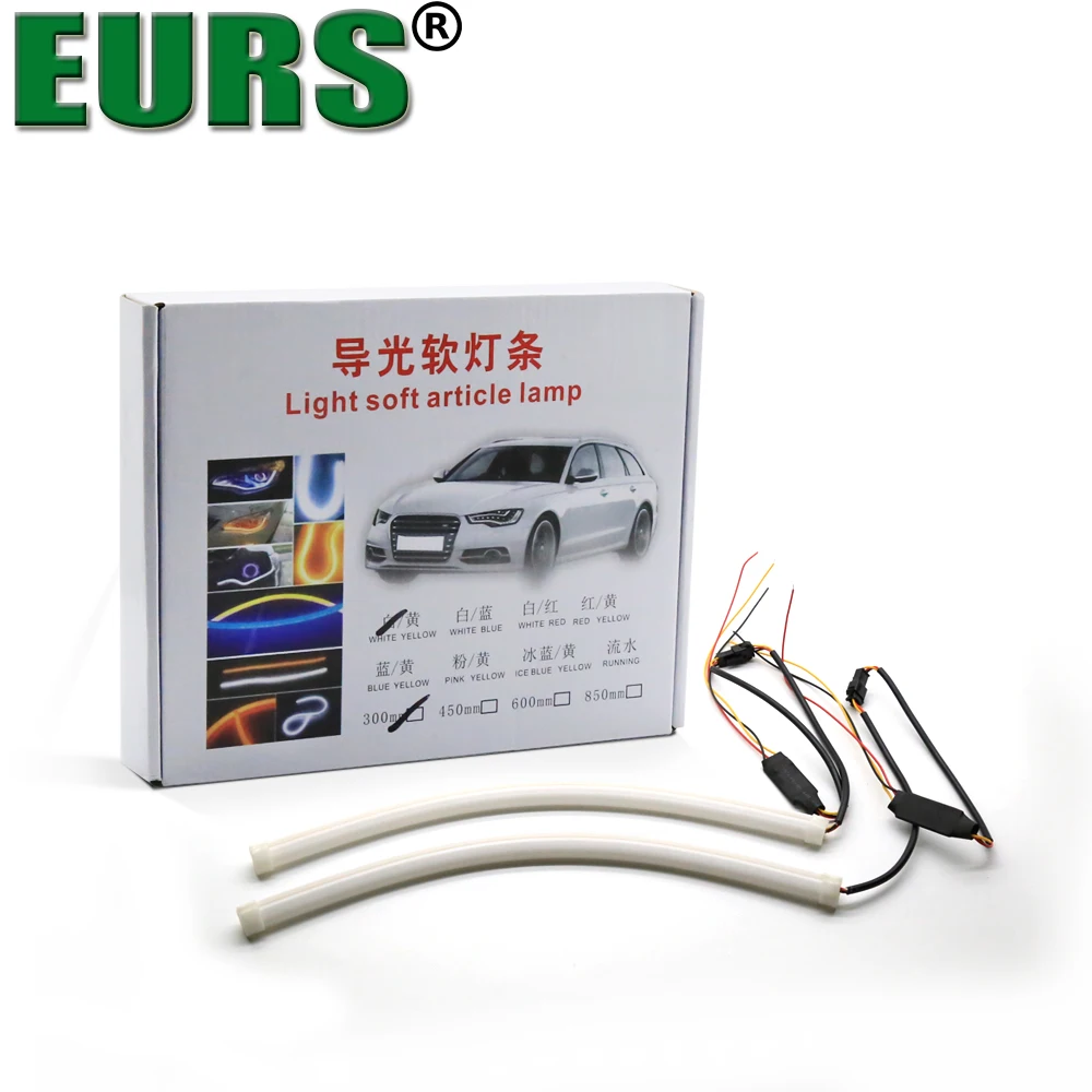 

car 60cm Flexible Flowing Car DRL Running Turn Signal angel eye White Amber LED Daytime Running Light Headlight Strip led, White+(running) yellow,white+(running) red