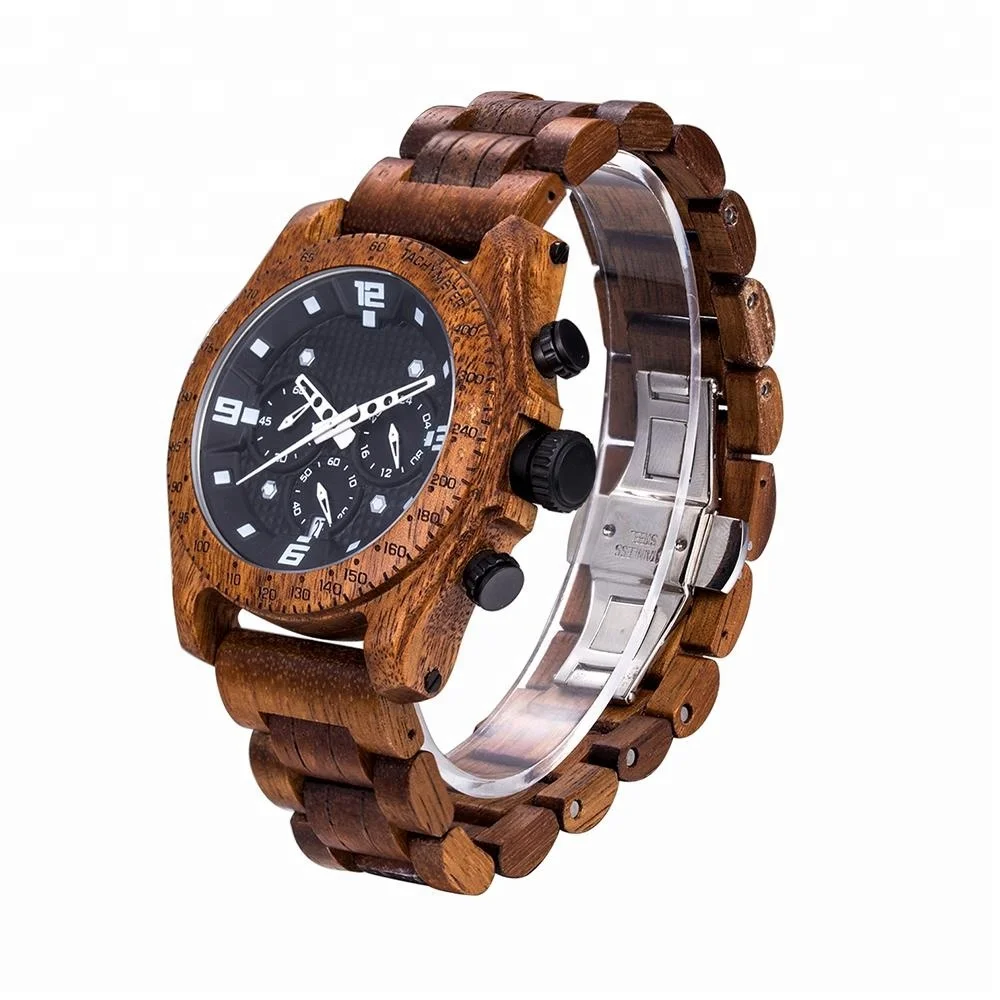 

Black dial fashionable Hand Made Wooden Eco-friendly recycled custom man wood watch