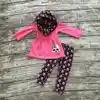 girls Fall outfits 3 pieces with scarf sets Halloween clothing children CrossBones pants hot pink top girls Halloween pant sets