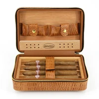 

wholesale modern small travel portable solid cigar box bag cedar leather cigar case humidor