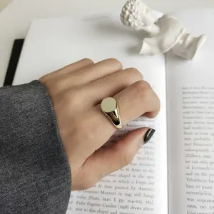 2019 fashion Minimalist joker resizable real gold plated smooth 925 sterling silver Wedding ring