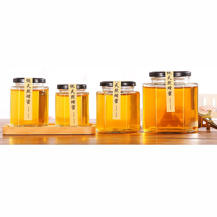 

Transparent round shape 200ml 300ml honey jam jelly glass jars and bottles for food, Transparent color/ clear color or customized