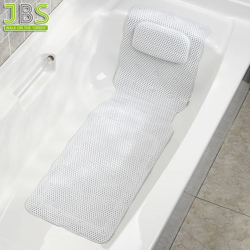 Full Body Pvc Foam Spa Bath Pillow Mat With Non Slip Suction Cups