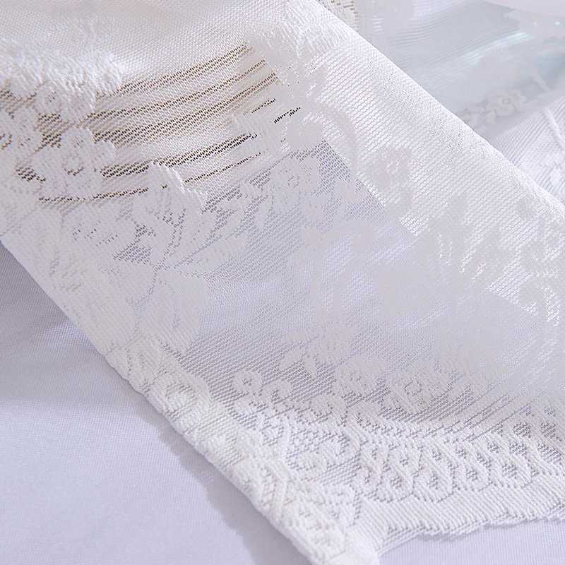 Wholesale Hookless Fire Resistance Jacquard Weave Short Lace Kitchen Curtain for Household