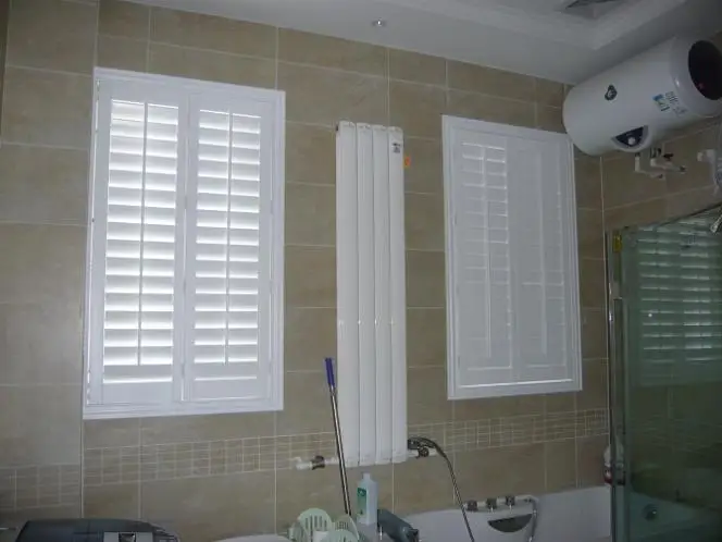 
Home Window Jalouise Louvered Shutters Wood Plantation Shutter 