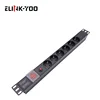 1U 6 ways Germany shuko type industrial Rack PDU socket with overload protector for mining case 19 server cabinet