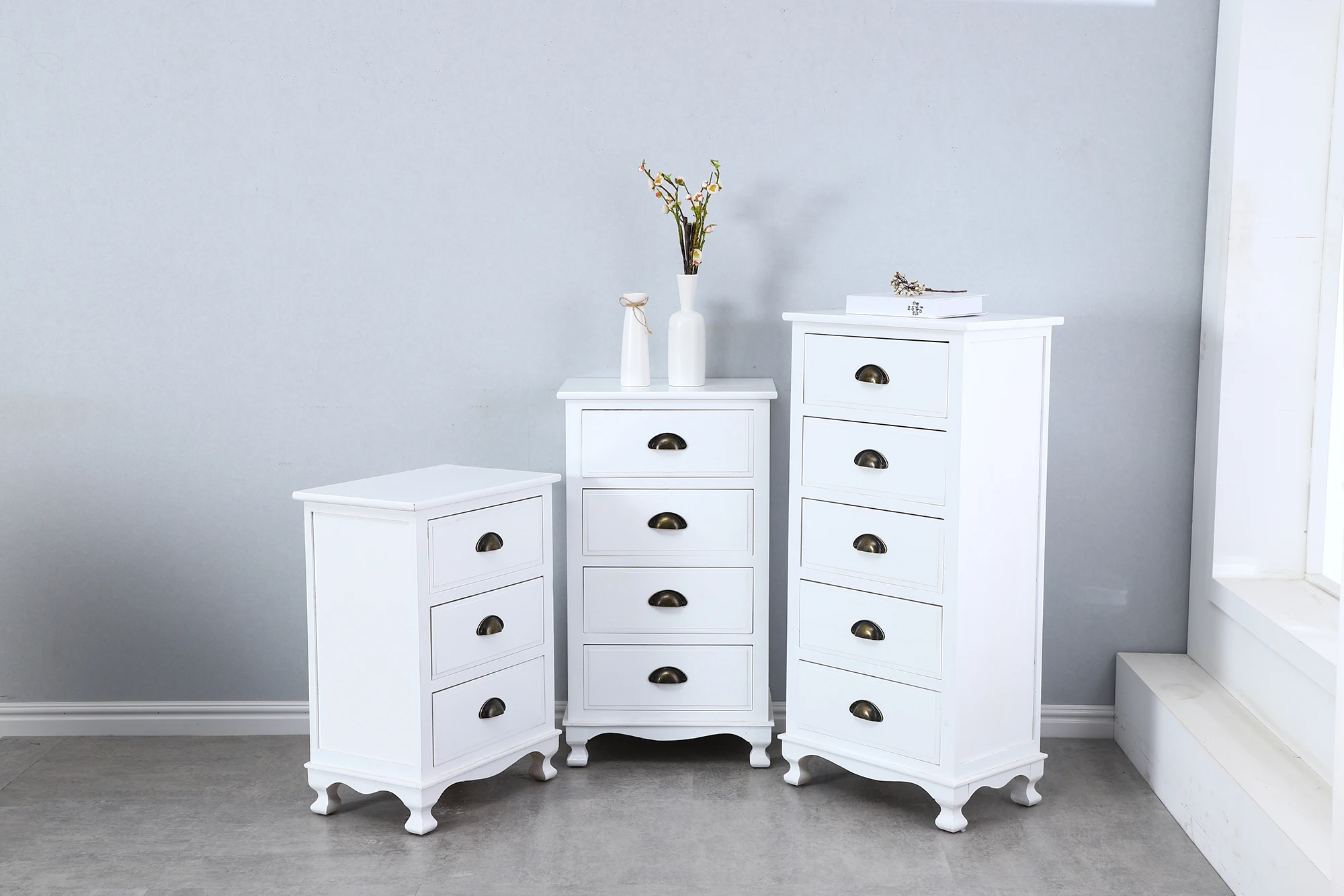 White Bedroom Living Room Mdf Wooden Multidrawer Modern