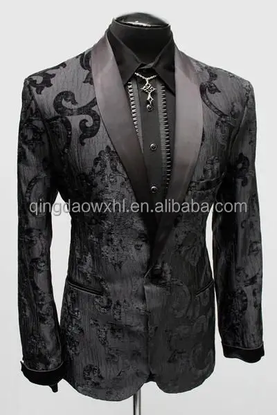 shrine underground couture black velvet brocade deluxe custom men smoking jacket fetish suit