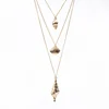 Fantasy Gold Plated Summer Cowry Shell Three Layer Necklace