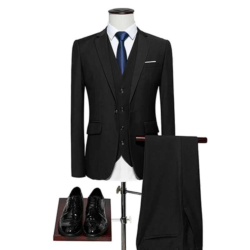wholesale Men's Classic 3 pieces business suits man Bright colors Black White Yellow Green Wine Red Navy Blue Grey suit
