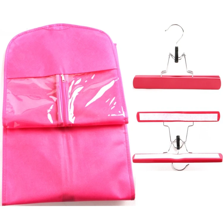 

With Zipper Hanger Hair Extensions Packaging Bag Black Pink White Ponytail for Packing Hair Wooden+nylon+pvc, Pink, black, white