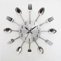 

12 inch Creative Knife Fork Spoon Decor Metal Kitchen Wall Clocks