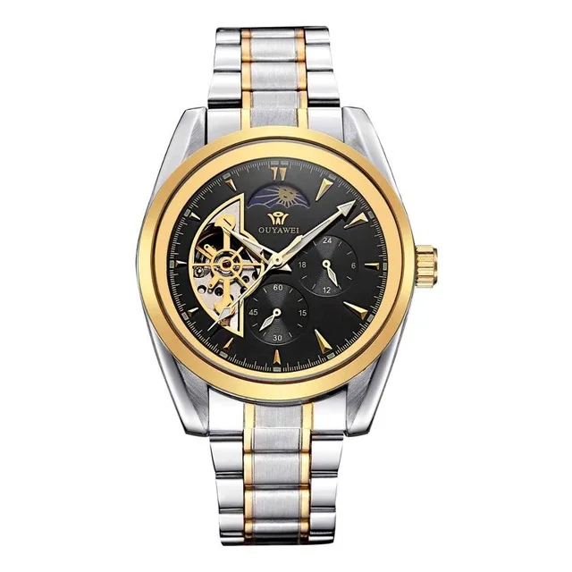 

Best Price Stainless Steel Band IP Gold Plated Moon Phase High End Tourbillion Movement Man Watch Mechanical