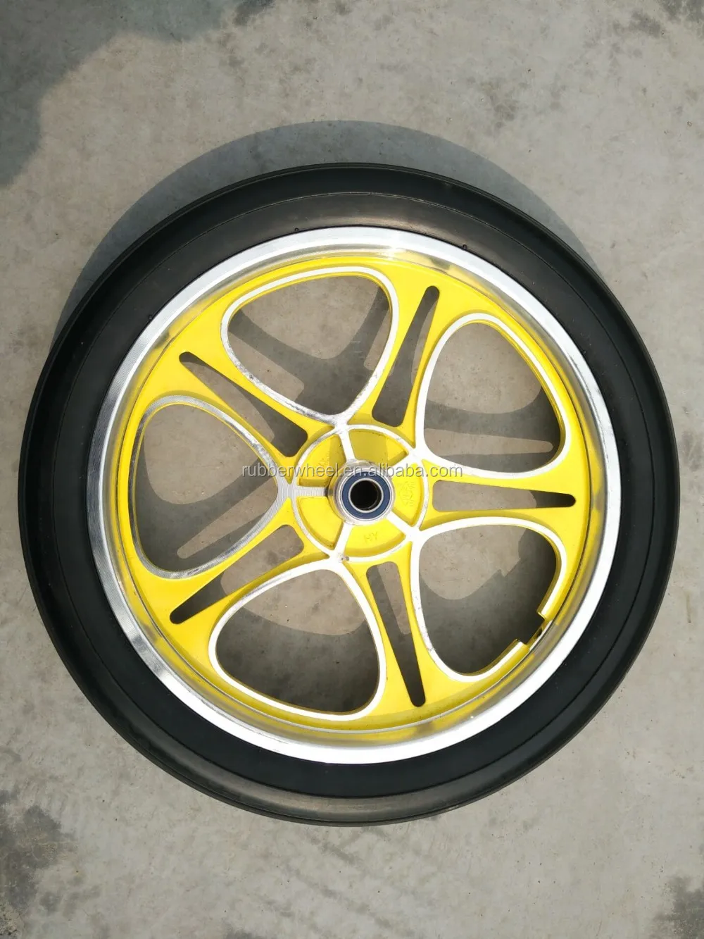 Bicycle Trailer Wheels 16 Inch 16x1.75 Pu Foam Wheel With Yellow Rim