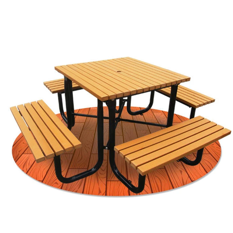 Outdoor Furniture Galvanized Steel Frame Wood Coffee Table Garden Round