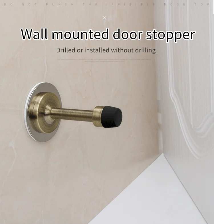 Bathroom Rubber Door Stop Bumper Protector Stainless Steel Wall Mounted