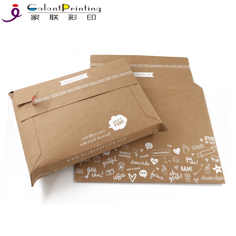 Hard Paper Envelope Expandable Kraft Mailer With D/s Tape On The Flap