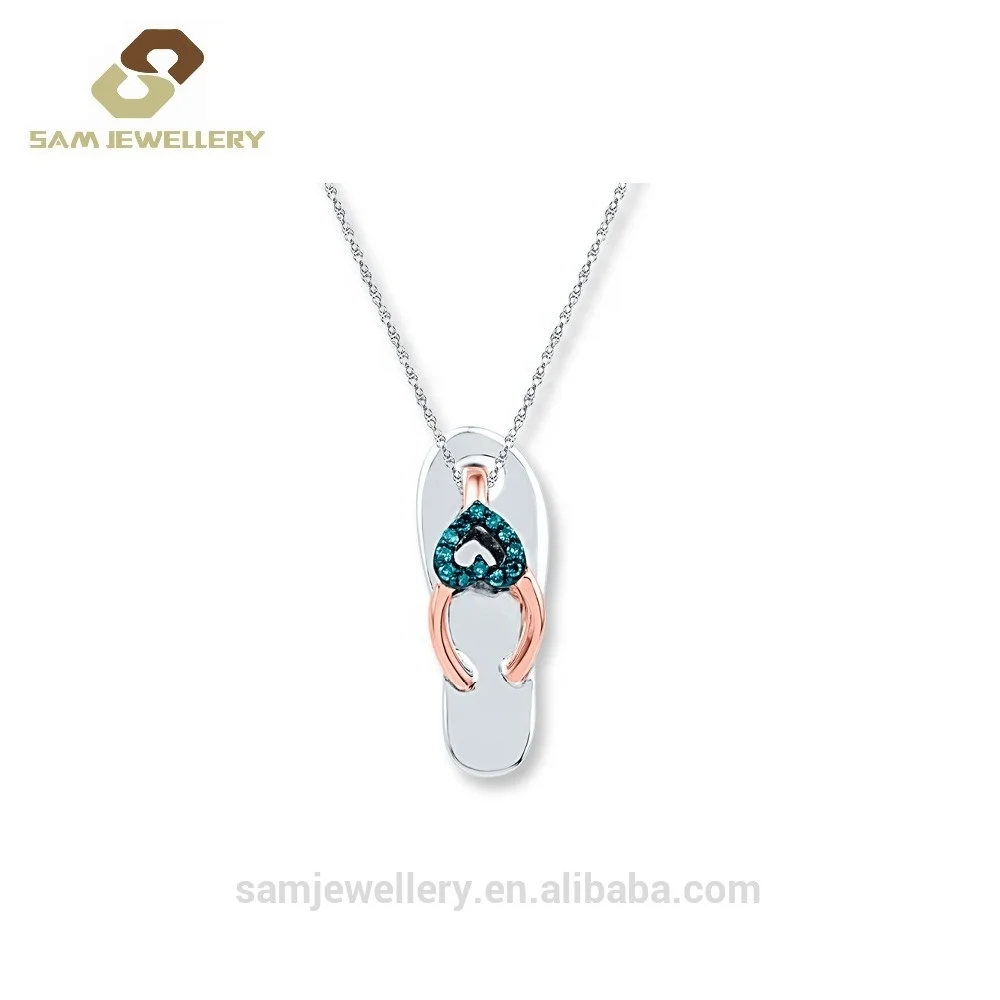 

Chic Simple Real 9 K 14 K Rose Gold with Sterling 925 Silver Heart Slipper Pendant Necklace for Gift Jewelry, Colors